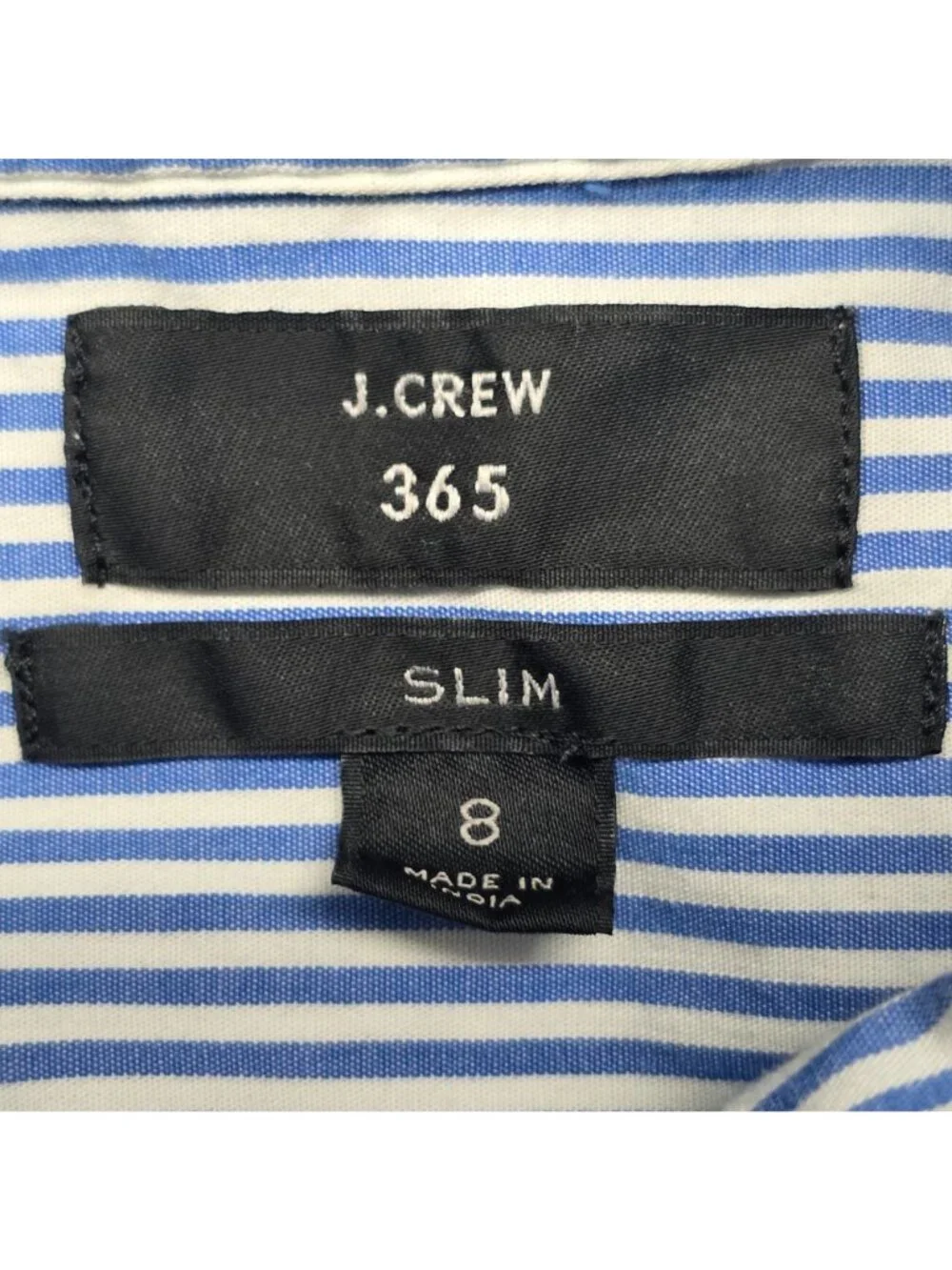 Womens J. Crew Blue & White Striped Slim Fit Button Up Shirt Cotton Blend Size 8